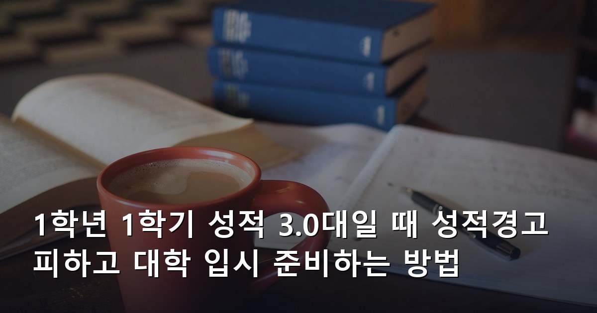 1학년 1학기 성적 3.0대일 때 성적경고 피하고 대학 입시 준비하는 방법